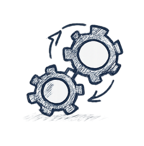 Icon für Lifecycle-Management von PostgreSQL mit Zahnrädern